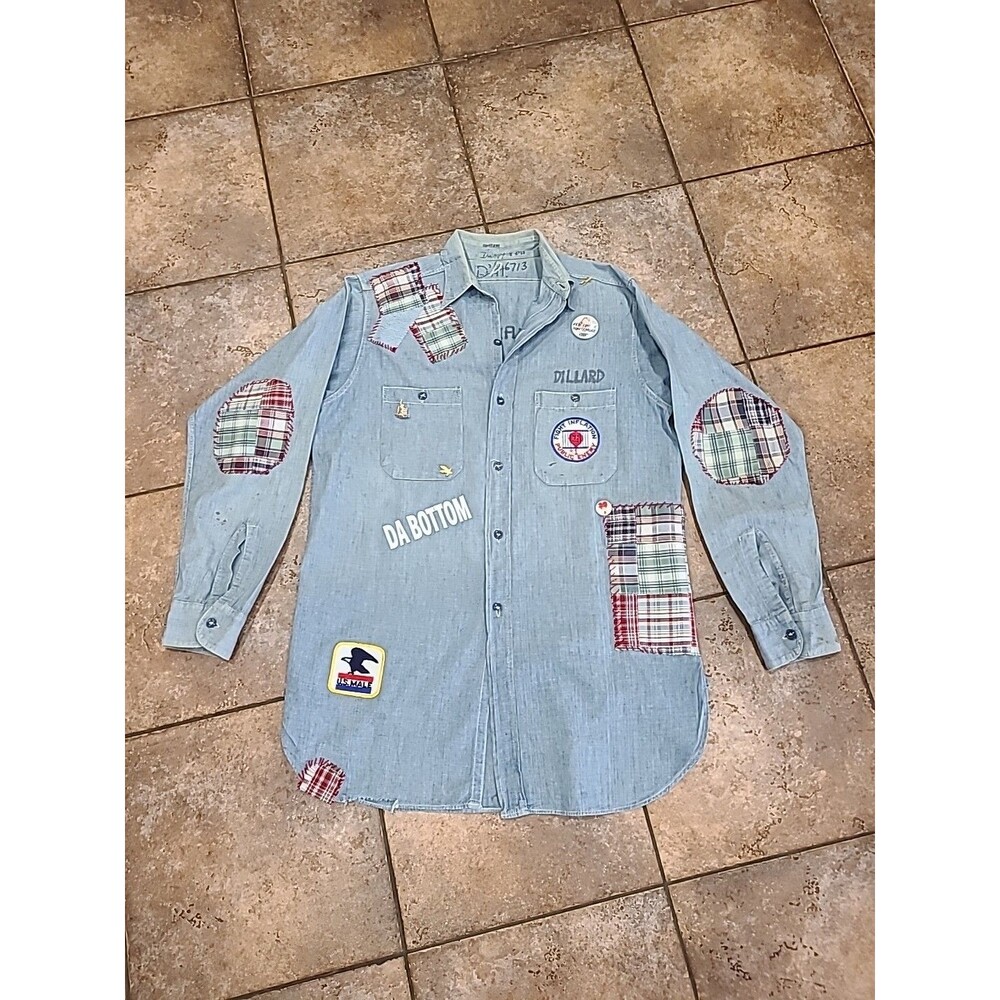 79s US Navy SEAMEN Military Utility Fatigue Button Down Shirt UPCYCLED BY AKK